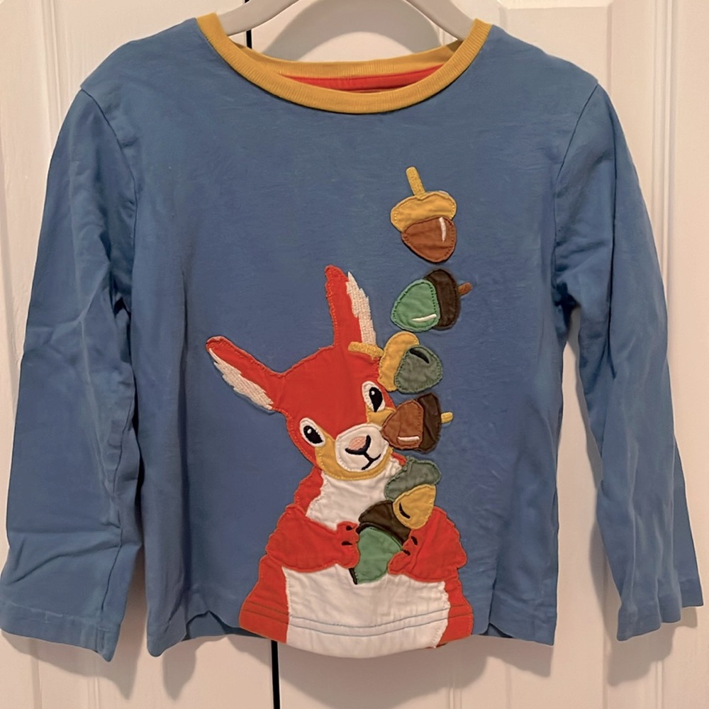Mini Boden shirt with squirrel appliqué